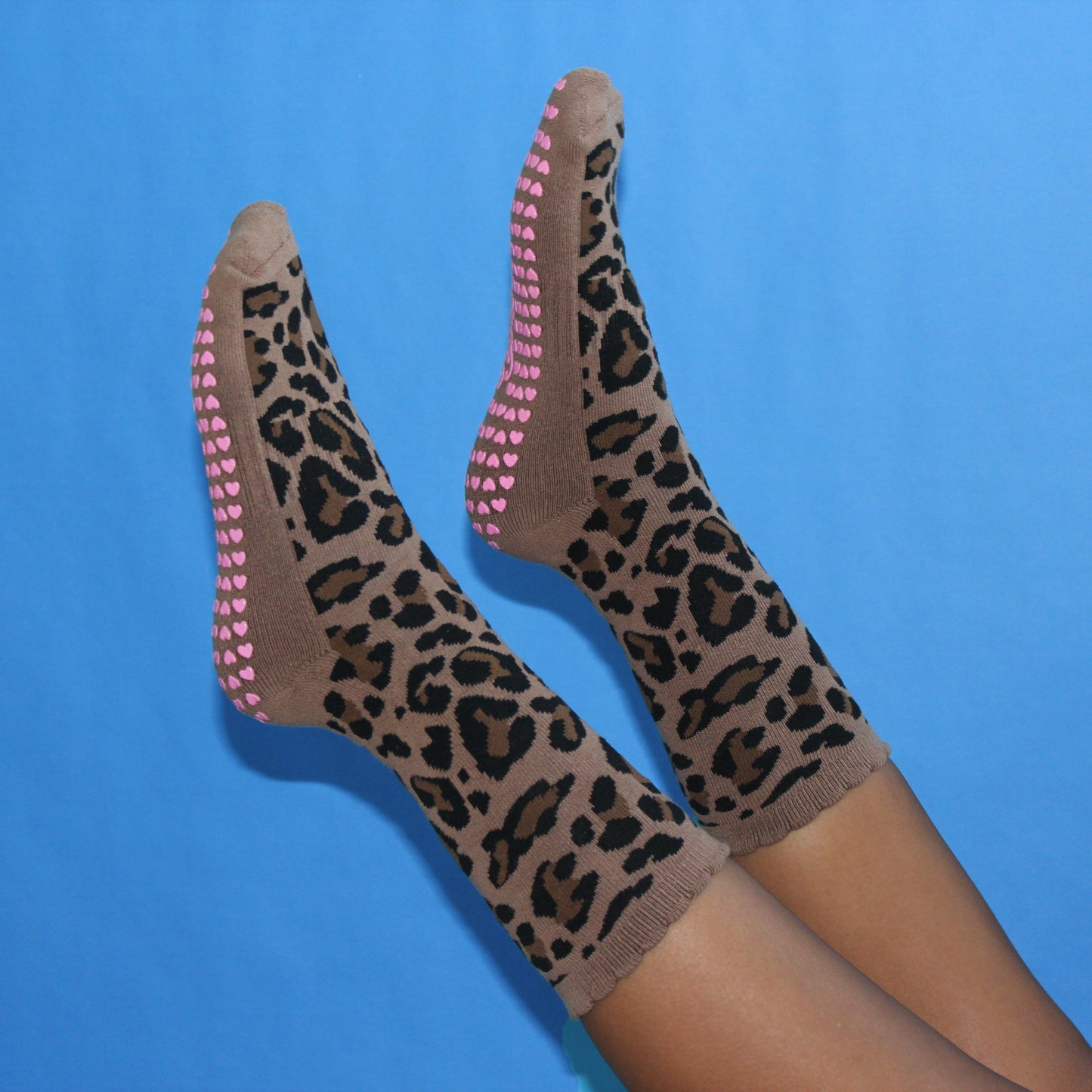 The Cheetah Pink Grippy Socks