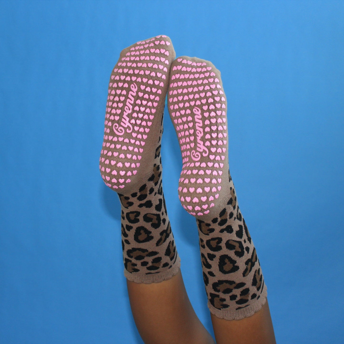 The Cheetah Pink Grippy Socks